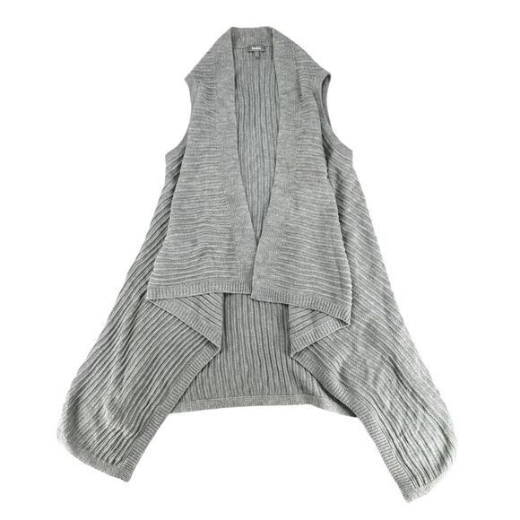 Neiman Marcus Gray Knit Open Waterfall Long Cardigan Large Soft Sweater - Picture 1 of 5